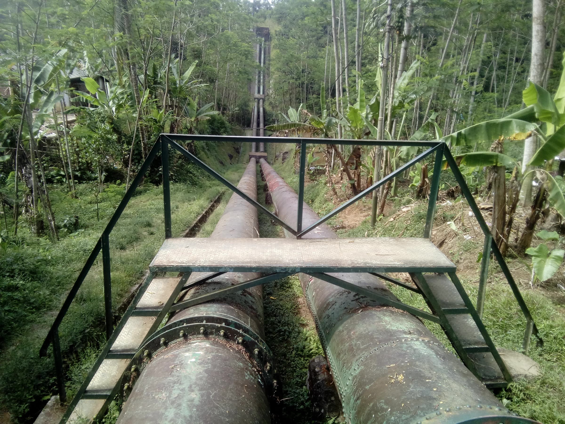 Large water pipeline in the field